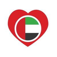 vektor ikon, rött hjärta med de arabiska emiratens nationella flagga.