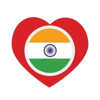 Vektorsymbol, rotes Herz mit der Nationalflagge Indiens. vektor