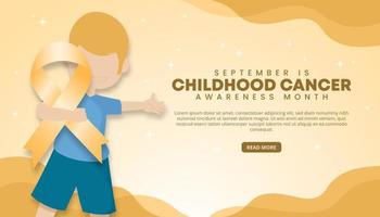 september är barndomens cancermedvetandedag bakgrund med ett barn som håller ett gult band vektor