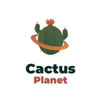 natürliches kaktus-planeten-illustrationslogo vektor