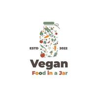 gesundes veganes lebensmittelillustrationslogo in einem glas vektor