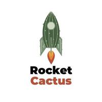grön kaktus raket brand vektor illustration logotyp