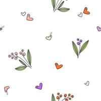 nahtloses Muster mit Blumen und Herzen. sehr süßes Muster mit Blumen im Doodle-Stil. für Geschenkpapier, Geschenkpapier, Stoffdruck. vektor