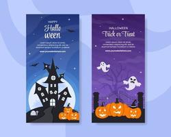 halloween natt fest vertikal banner mall handritad tecknad platt illustration vektor