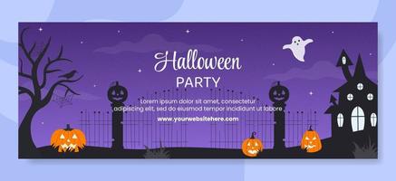 halloween night party cover mall handritad tecknad platt illustration vektor
