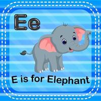 flashcard bokstaven e är för elefant vektor