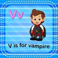 Flashcard bokstaven v är för vampyr vektor