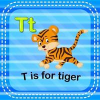 flashcard bokstaven t är för tiger vektor