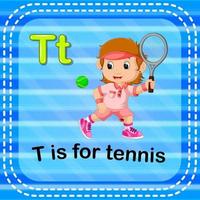 flashcard bokstaven t är för tennis vektor