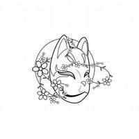 Malseite der japanischen Kitsune-Maske, Vektorillustration eps.10 vektor