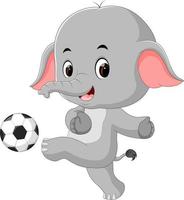 rolig elefant som spelar fotboll tecknad vektor