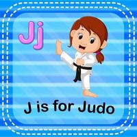 flashcard bokstaven j är för judo vektor