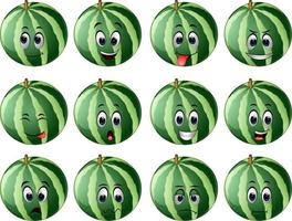 Wassermelone mit verschiedenen Emoticons vektor