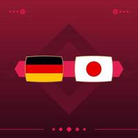 deutschland, japan weltfußball 2022 spiel gegen auf rotem hintergrund. Vektor-Illustration vektor