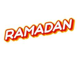 Ramadan-Feier. Satzbeschriftung lokalisiert auf weißem buntem Texteffekt-Designvektor. Text oder Beschriftungen in Englisch. Das moderne und kreative Design hat die Farben Rot, Orange und Gelb. vektor