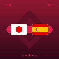 Japan, Spanien fotbollsvärlden 2022 match kontra på röd bakgrund. vektor illustration