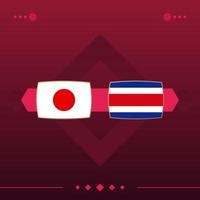 Japan, Costa Rica World Football 2022 match kontra på röd bakgrund. vektor illustration