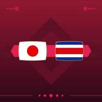 japan, costa rica world football 2022 match versus auf rotem hintergrund. Vektor-Illustration vektor