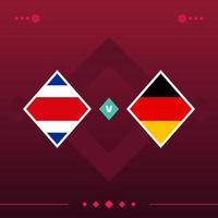 costa rica, tyska fotbollsvärlden 2022 match kontra på röd bakgrund. vektor illustration