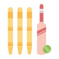 bat boll med wicket, ikon av cricket vektor