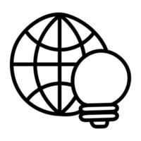 Globus mit Glühbirne, Ikone der globalen Idee vektor