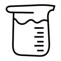chemische Flasche mit Reagenzglas-Symbol in linearem Design, Laborexperiment-Konzeptvektor vektor
