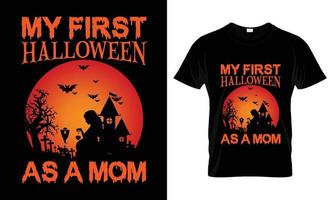 min första halloween som en mamma t-shirt design vektor