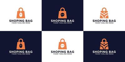 samling av online shoppingväska logotyp malldesign vektor