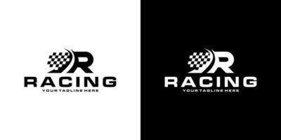 r racing frontbokstavslogotypdesign vektor