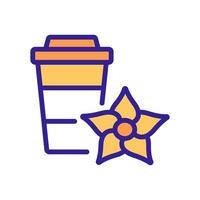 Kaffee mit Vanille-Gewürz-Cup-Symbol Vektor-Umriss-Illustration vektor