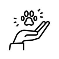 Hand halten Tier Pfote Linie Symbol Vektor Illustration
