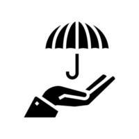 Regenschirm auf der Hand Regenschutz Glyphe Symbol Vektor Illustration