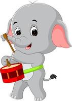 söt elefant spelar trumma vektor