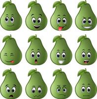 Avocado mit verschiedenen Emoticons vektor