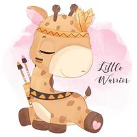 tribal serie liten giraff illustration vektor