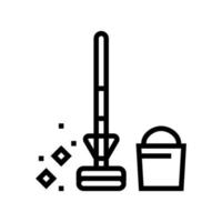 Bodenwischer und Eimer Symbol Leitung Vektor Illustration