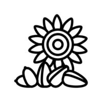 Sonnenblume Nuss Symbol Leitung Vektor Illustration