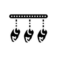 hühnerkadaver aufgehängt an der ausrüstung glyph icon vector illustration