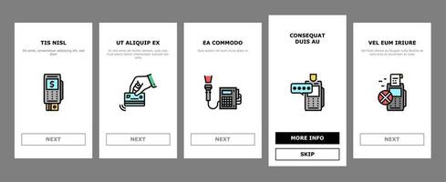 pos terminal enhet onboarding ikoner som vektor