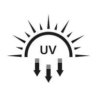 UV-Strahlen Silhouette schwarzes Symbol. sonne uv pfeil schützen strahlung glyph piktogramm. Symbol für Sonnenschutz, Verteidigung, Hautpflege. spf Sonnenschutz gegen Sonnenstrahlen. isolierte Vektorillustration vektor