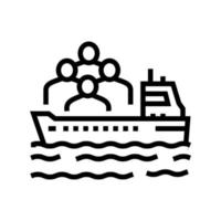 fartyg transport flykting linje ikon vektorillustration vektor