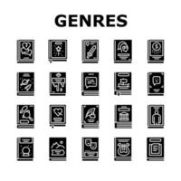 literarische genres bücher sammlung icons set vektor
