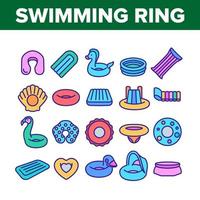 Symbole für Schwimmring und Poolmatratze setzen Vektor