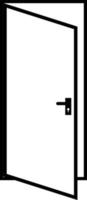 dörr linjär ikon på vit bakgrund. dörr öppen skylt. dörrsymbol. platt stil. vektor