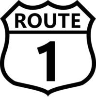 uns Route 1 Zeichen. Schild mit Wegnummer und Textsymbol. Vereinigte Staaten nummerierte Route. flacher Stil. vektor