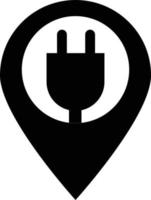 Elektroauto Ladestation Karte Pin-Symbol auf weißem Hintergrund. Steckdose und Kartenzeigerzeichen. Ladestation-Symbol. flacher Stil. vektor