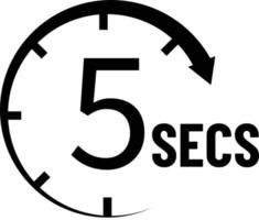 5-Sekunden-Countdown-Timer-Symbol. Zeitmaßzeichen. Zeitintervall-Symbol. flacher Stil. vektor