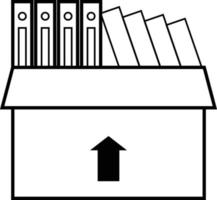 Unternehmensbewegungssymbol auf weißem Hintergrund. Box mit Ordnerzeile sing. Symbol für Papierdokumente und Aktenordner. flacher Stil. vektor