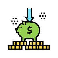 Legen Sie Geld in Sparschwein Farbe Symbol Vektor Illustration