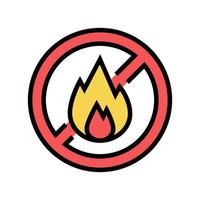 Feuer brennendes Verbotsschild Farbe Symbol Vektor Illustration